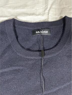 Men’s 2XL Pullover Naadam Cashmere Sweater Dark Blue JP Morgan Sleeve Logo New